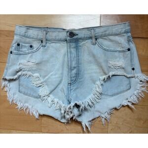One Teaspoon Free People Denim Roller Shorts Size 29 Distressed Daisy Dukes